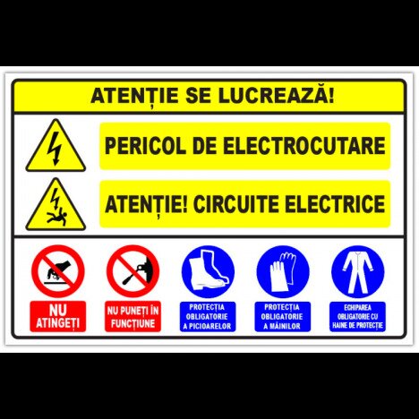 Panou atentie se lucreaza pericol de electrocutare atentie circuite electrice
