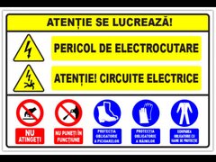 Panou atentie se lucreaza pericol de electrocutare atentie circuite electrice